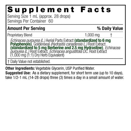 Echinacea & Goldenseal Vloeibaar Extract – 30ml – Alcoholvrij