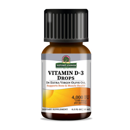 Vitamine D3 4000 IU – Druppels met Olijfolie (240 doseringen / 15 ml)