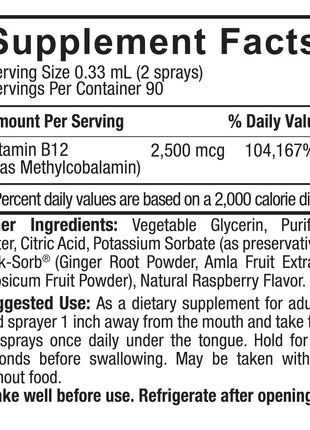 Methyl B12 2500 mcg Spray – Framboos (30 ml) - Nature's Answer - SuperfoodShop