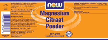 Magnesium Citraat Poeder - Now Foods - Bestellen