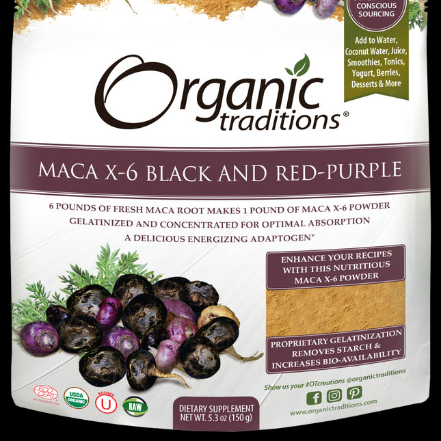 Organic Traditions Maca X-6 Black and Red-Purple (150 g)