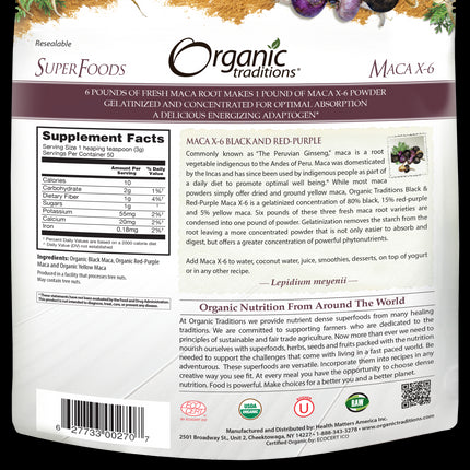 Organic Traditions Maca X-6 Black and Red-Purple (150 g)
