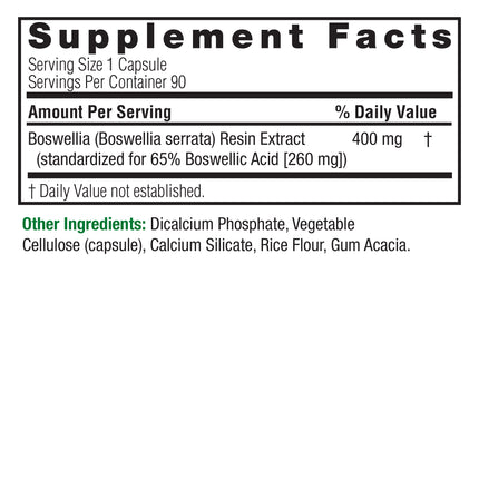 Boswellia Standardized 400mg – 90 Vegan Capsules