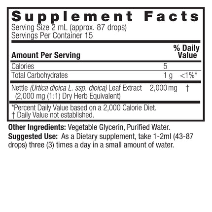 Nettle Leaf Vloeibaar Extract – 2000mg – Alcoholvrij