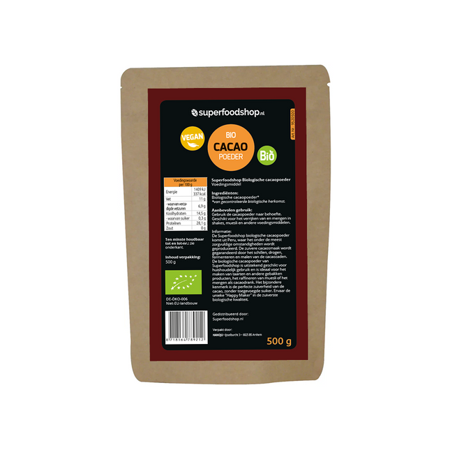 Bio Cacaopoeder – 500g – Raw & Ongezoet